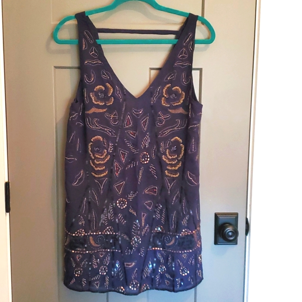 NEW Free People Beaded Short dress. MINI DRESS Sz S (FITS LIKE MED) - NEW